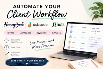 setup honeybook invoices automation dubsado automation 17hats forms contracts