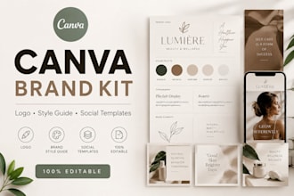 design canva branding kit brand style guide, logo and social media templates