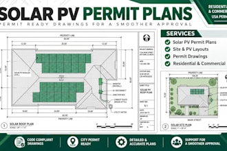 design solar pv permit plans, site plans and permit drawings for USA