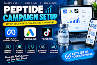 setup peptide marketing meta ads google ads tiktok ads and facebook ads campaign