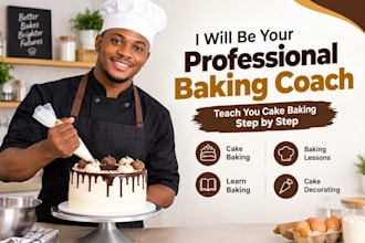 be your professional baking coach and teach cake baking step by step