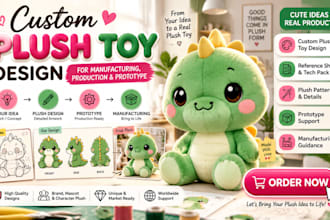 design custom plush toy for manufacturing plush production and plush prototype