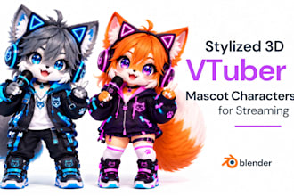 create stylized 3d vtuber mascot characters for streaming in blender