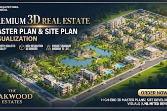 create a premium 3d real estate master plan and site plan visualization