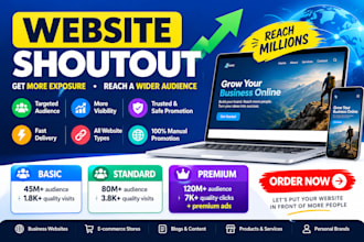 promote, share your website link with targeted shoutout