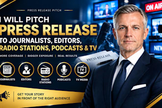 pitch press release to journalists editors radio stations podcasts and TV