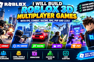build roblox 3d multiplayer games with fps, combat, racing, rpg, pvp and luau