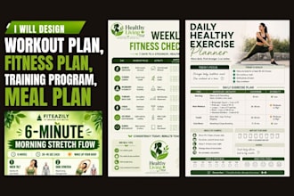 design workout plan, fitness plan, training program, meal plan PDF