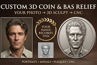 sculpt custom 3d bas relief coin portrait medallion pendant photo for cnc print