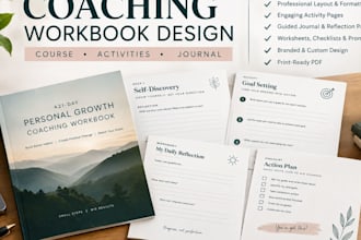 design professional coaching workbook, course activity workbook journal template