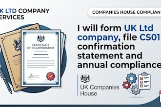 form UK ltd company, file cs01 confirmation statement and annual compliance