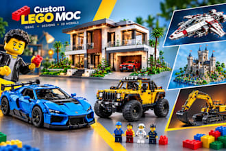 custom lego moc design 3d lego model bricklink studio instruction and parts list