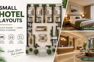 design small hotel layouts, guest rooms, lobby space autocad drawings