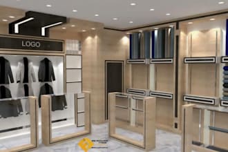 design tailor shop furniture, sewing tables and clothing storage in 3d cad