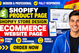 build spanish shopify product page, shopify store design, ecommerce website page