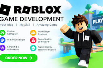 develop custom roblox game in studio with luau scripting, UI, map, tycoon, obby