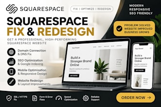 fix squarespace domain connection, seo, mobile optimization and website redesign