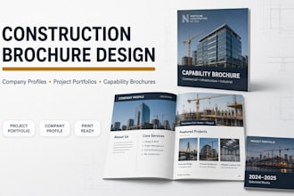 design construction company brochures and project portfolio booklets