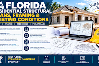 florida residential structural plans framing and existing conditions floor plan