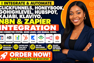 clickfunnels honeybook gohighlevel hubspot kajabi klaviyo n8n zapier integration