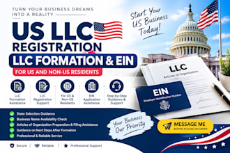 us llc registration  llc formation ein assistance for US non US residence