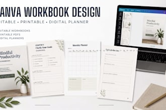 design editable canva workbook, printable PDF workbook printable digital planner