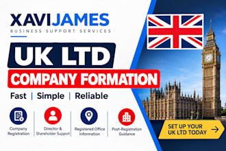 register your UK ltd company and provide setup support