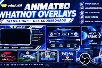 design animated whatnot overlays, transitions and obs scoreboards