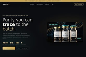 build a professional peptide research website with coa display