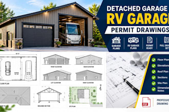 create detached garage and rv garage permit drawings for us residential projects