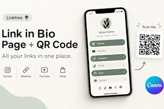 create a free linktree bio link page with qr code using canva