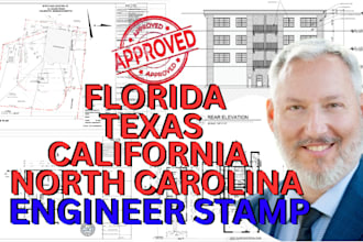 structural civil engineer stamp florida texas california north carolina approval