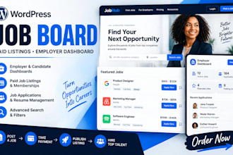 build wordpress job board website with paid listings and employer dashboard