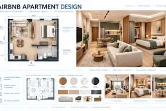 design airbnb layout, apartment layout with smart space planning and 3d design
