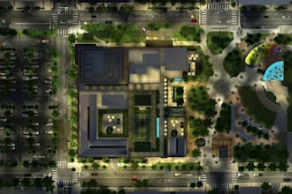 render 3d landscape master plan outdoor site plan view with dimensions