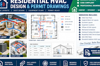design residential hvac plans, duct layouts and permit drawings