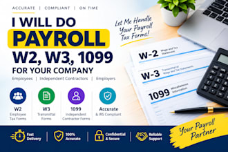 prepare form w2, w3, form 1099 misc, form 941 and payroll reports