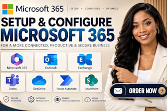 setup microsoft 365 exchange outlook teams onedrive power automate sharepoint
