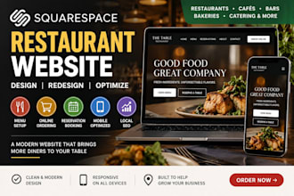 fix squarespace restaurant website, mobile design, online ordering and local seo