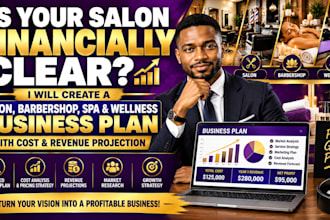create a salon barbershop spa wellness business plan cost and revenue projection