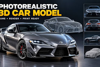 create photorealistic 3d car model, sports cars, rc cars for games and rendering