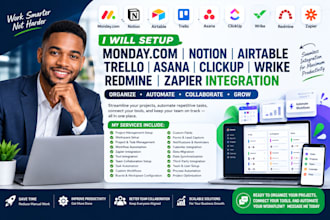 monday com notion airtable trello asana clickup wrike redmine zapier integration