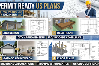 design permit ready adu floor plan garage conversion and deck plans