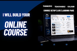build thinkific website, with course upload, landing page