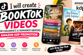 create booktok video for childrens and romance ebook amazon kdp promotion