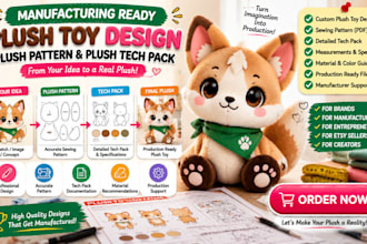 create manufacturing ready plush toy design plush pattern