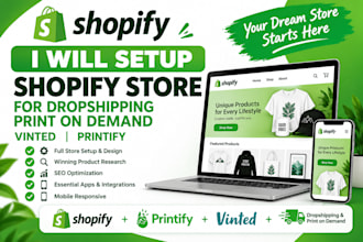 setup shopify store for dropshipping print on demand printify vinted reselling