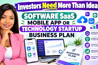 write a software saas mobile app or technology startup business plan investor