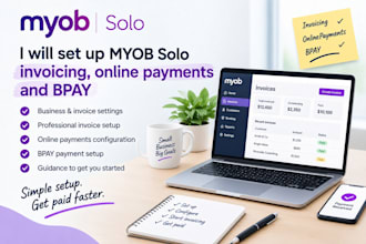 set up myob solo invoicing, online payments and bpay