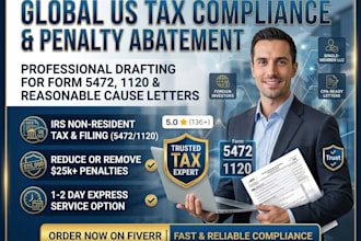 do irs back taxes form 5472 1120 with reasonable cause letter to avoid penalties